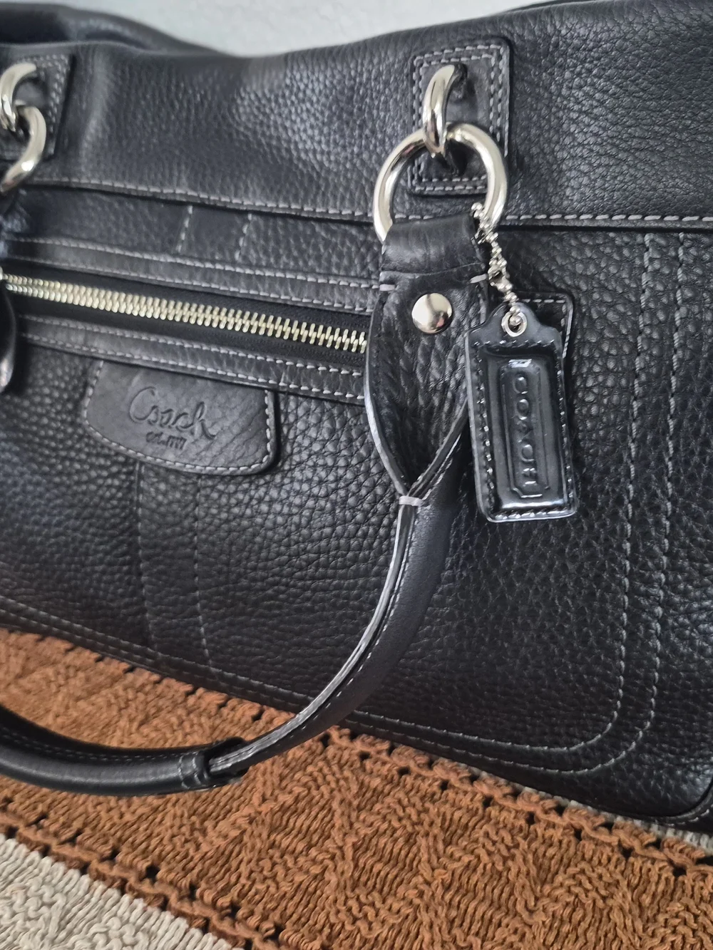 COACH Penelope Black Pebbled Leather Satchel Shoulder Bag Y2k
